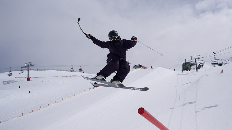 Insta360 Ace Pro2 mounted-on-a-ski-helmet